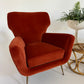 Vintage Italian Paprika Velvet Armchair