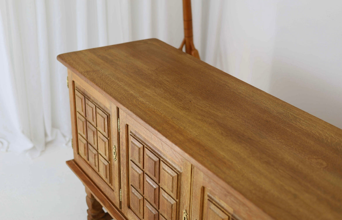 - Mid Century Brutalist Oak Sideboard