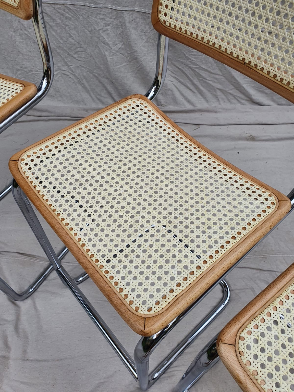 Set of Four Cesca Style Cane Bar Stools, made in Italy