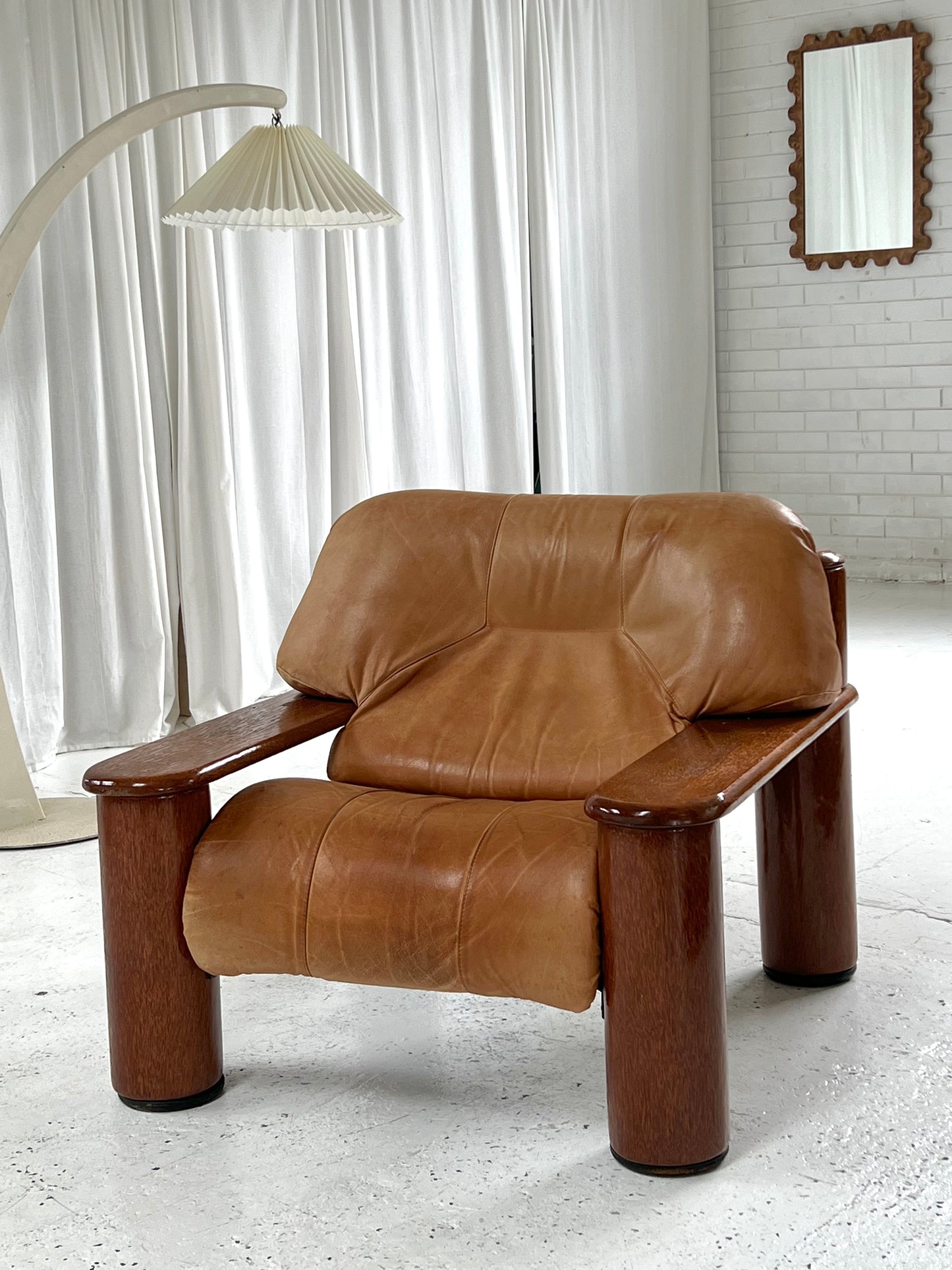 - Pacific Green Tan Leather Armchair