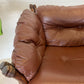Vintage Cane and Leather Armchair + Ottoman