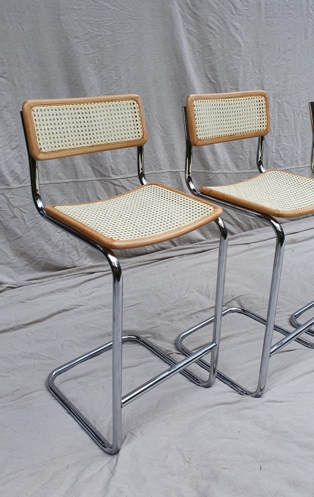 Set of Four Cesca Style Cane Bar Stools, made in Italy
