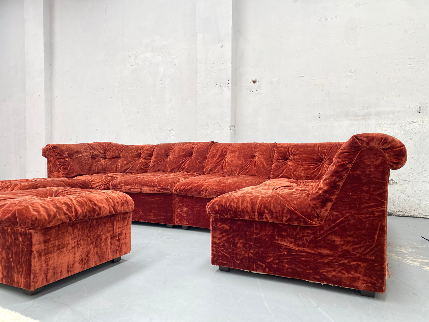Vintage Velvet Modular Sofa - Seven Piece Set