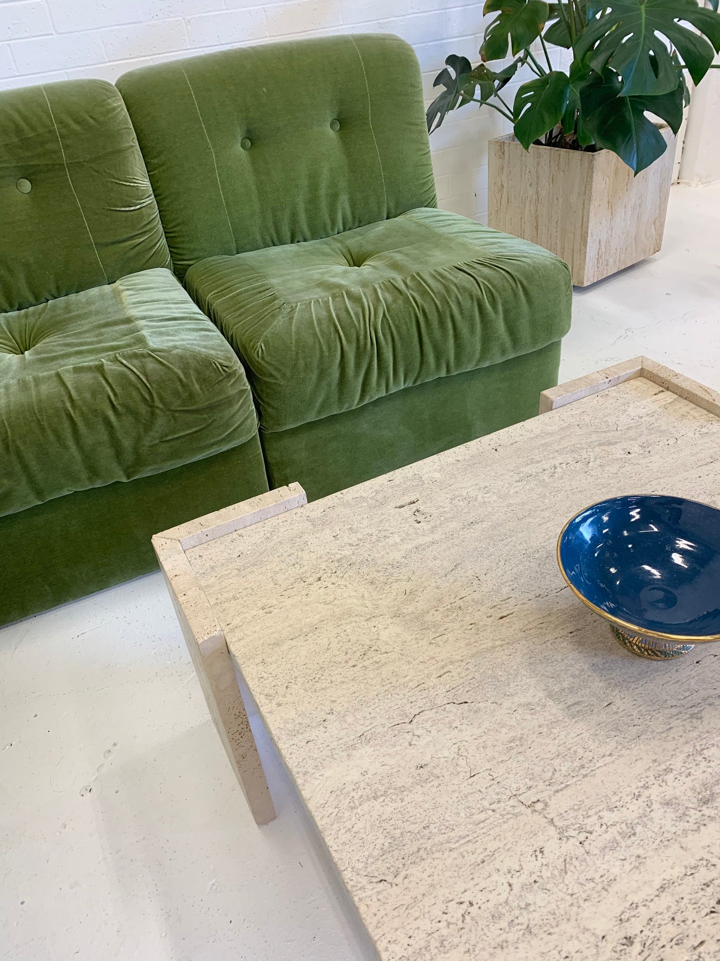 Vintage Unfilled Travertine Coffee Table