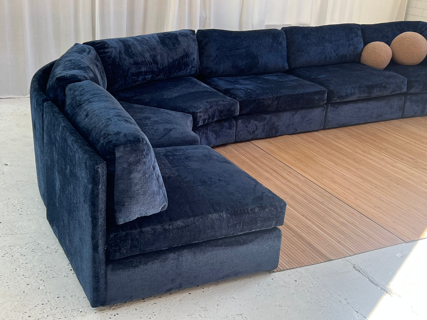 - Bespoke Curved Midnight Chenille Modular Sofa