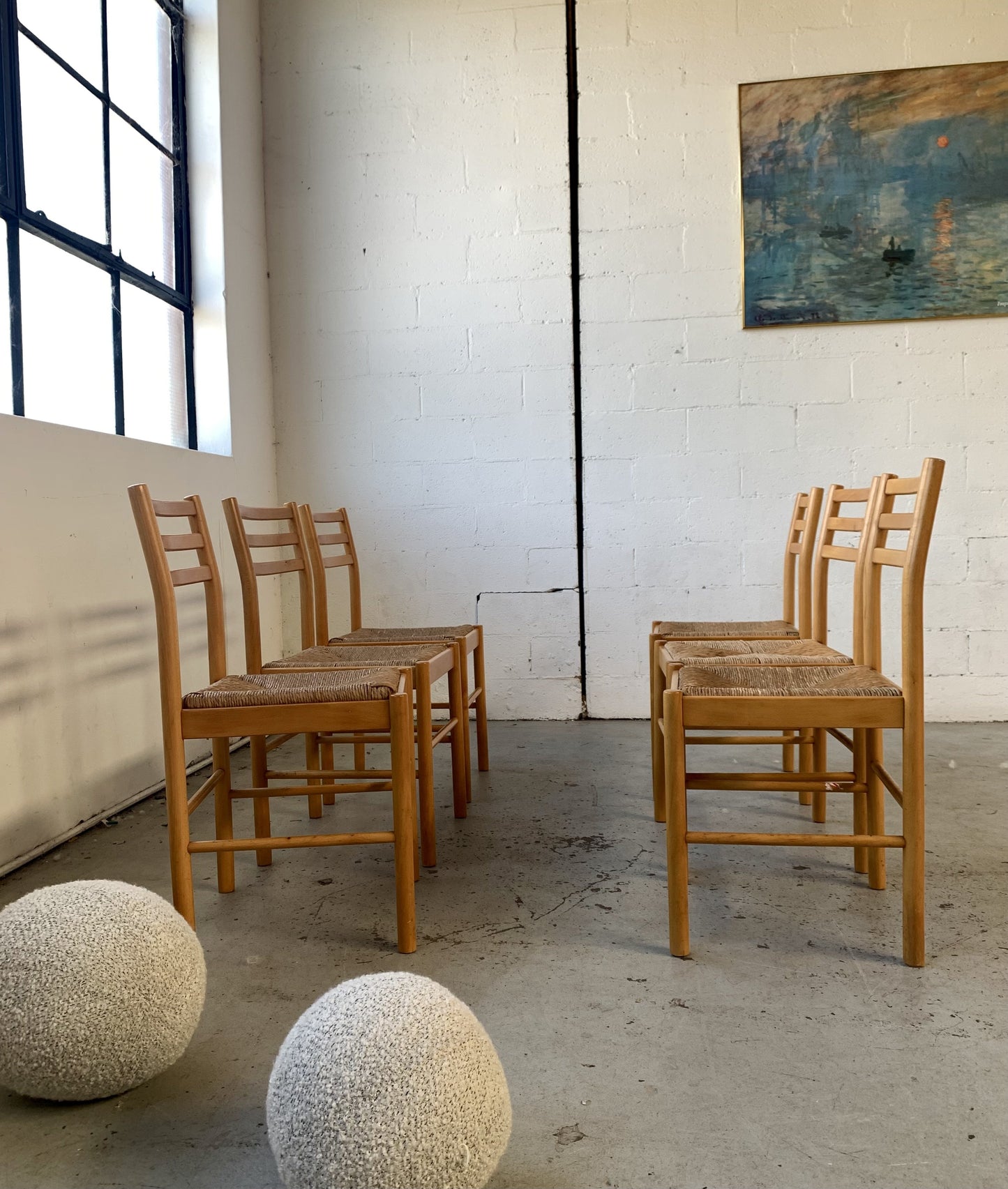 Set of Six Rush Dining Chairs