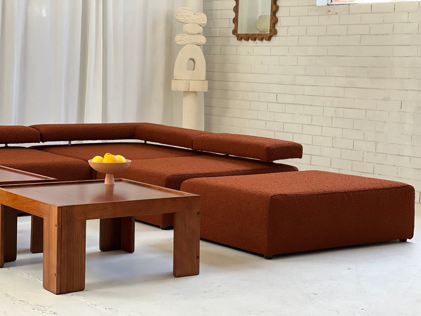 Large Bespoke Rust Boucle Modular Sofa