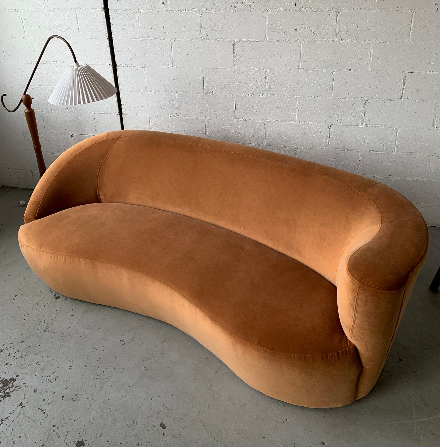 Bespoke Curved Sofa in Ginger Velvet