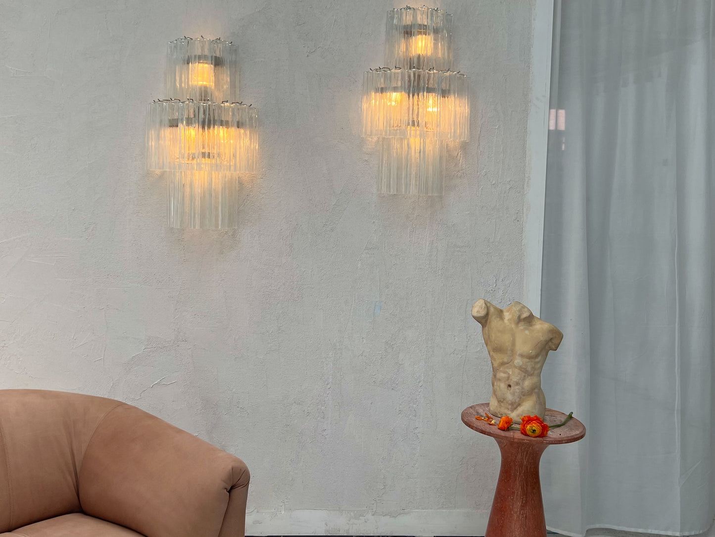 Murano Sconce - Venini TRONCHI CLEAR - Two Available