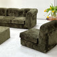 - Bespoke VandeRoza Green Chenille Modular Sofa - Seven Piece Set
