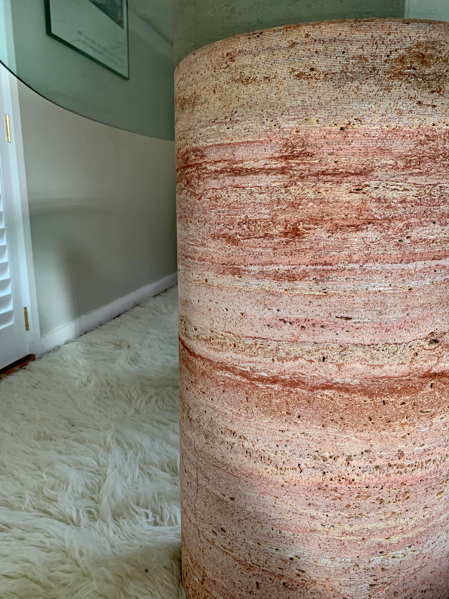 Rare Pink Travertine Table
