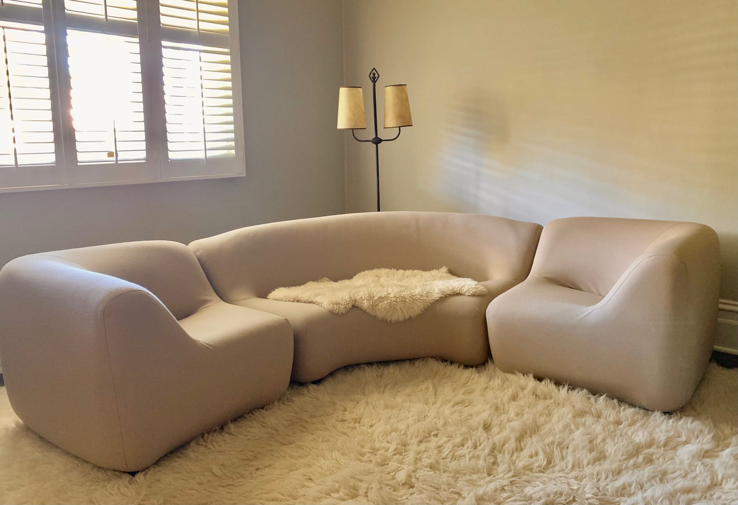 Featherston Numero VII Modular Sofa Reupholstered in Soft Wool