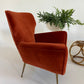 Vintage Italian Paprika Velvet Armchair