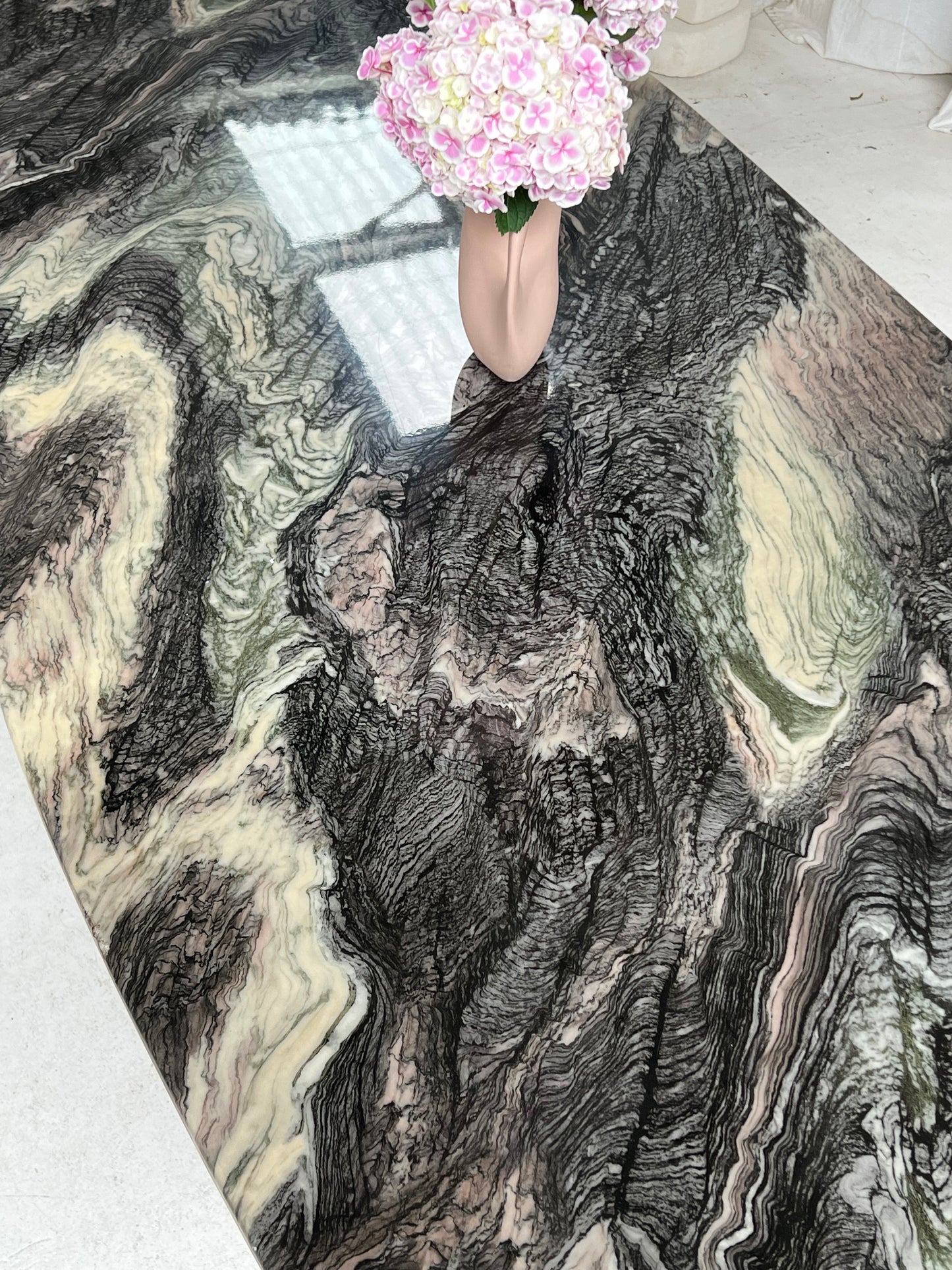 Custom Lucite Marbled Table