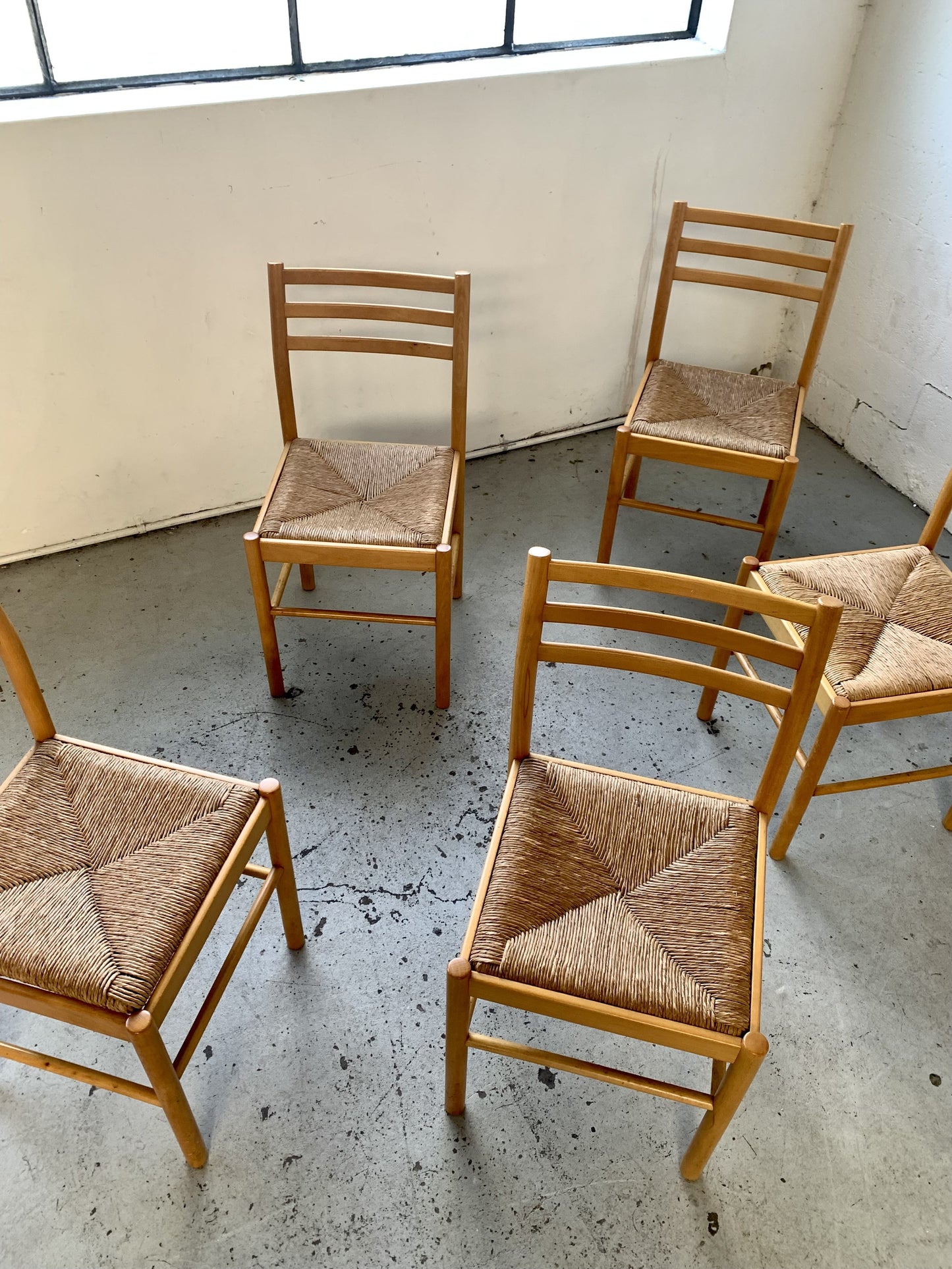 Set of Six Rush Dining Chairs