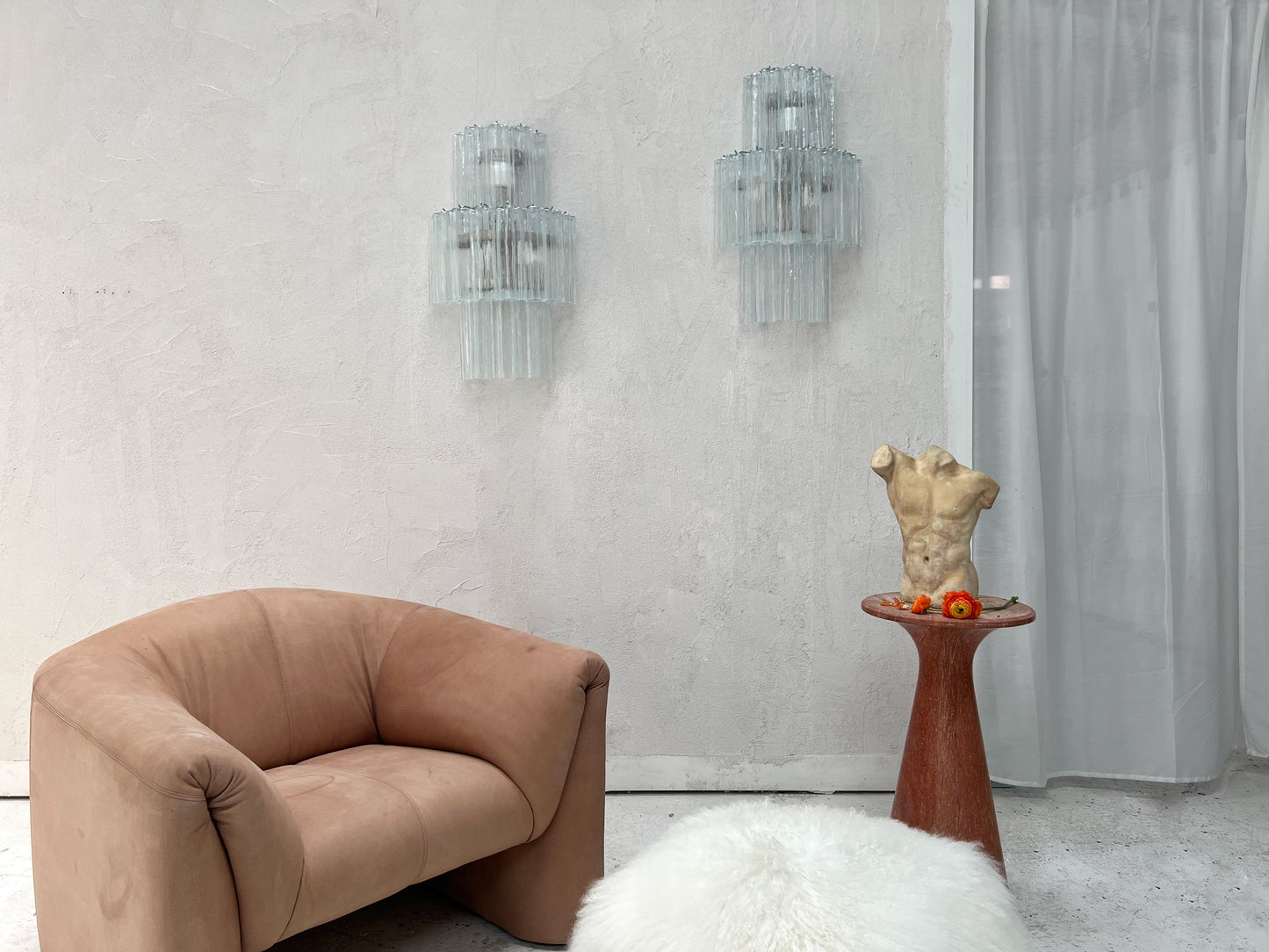 Murano Sconce - Venini TRONCHI CLEAR - Two Available