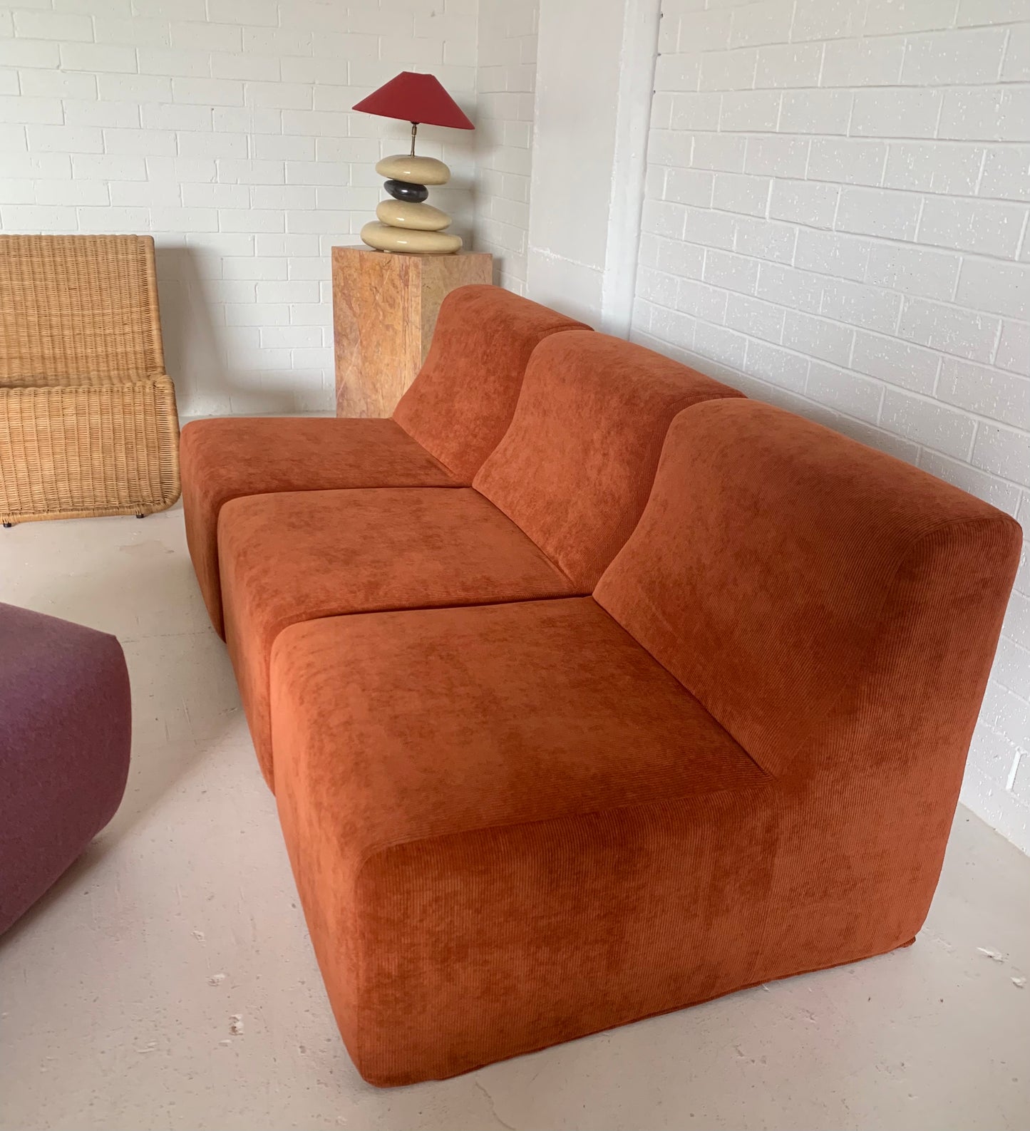 Vintage Modular Cord Sofa, Newly Upholstered