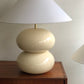 Cream Double Bubble Lamp with White Conical Shade