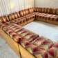 Vintage 9 Piece Geometric Corduroy Modular Sofa & Ottoman (Set)