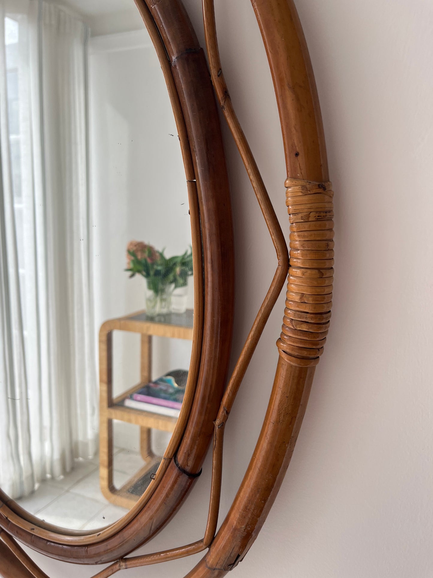 Vintage Italian Bamboo Mirror by Bonacina
