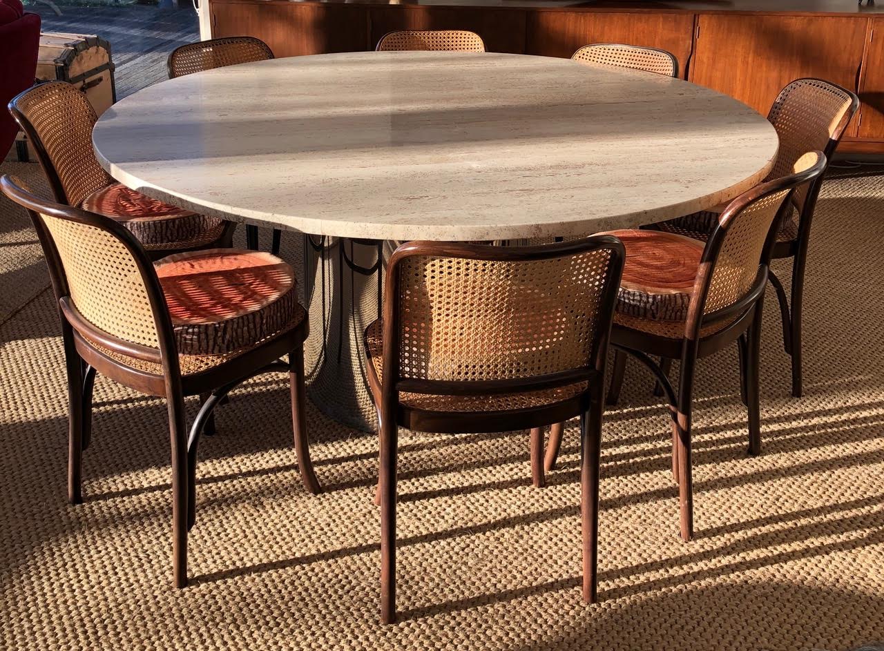 Stunning Large Round Travertine Dining Table