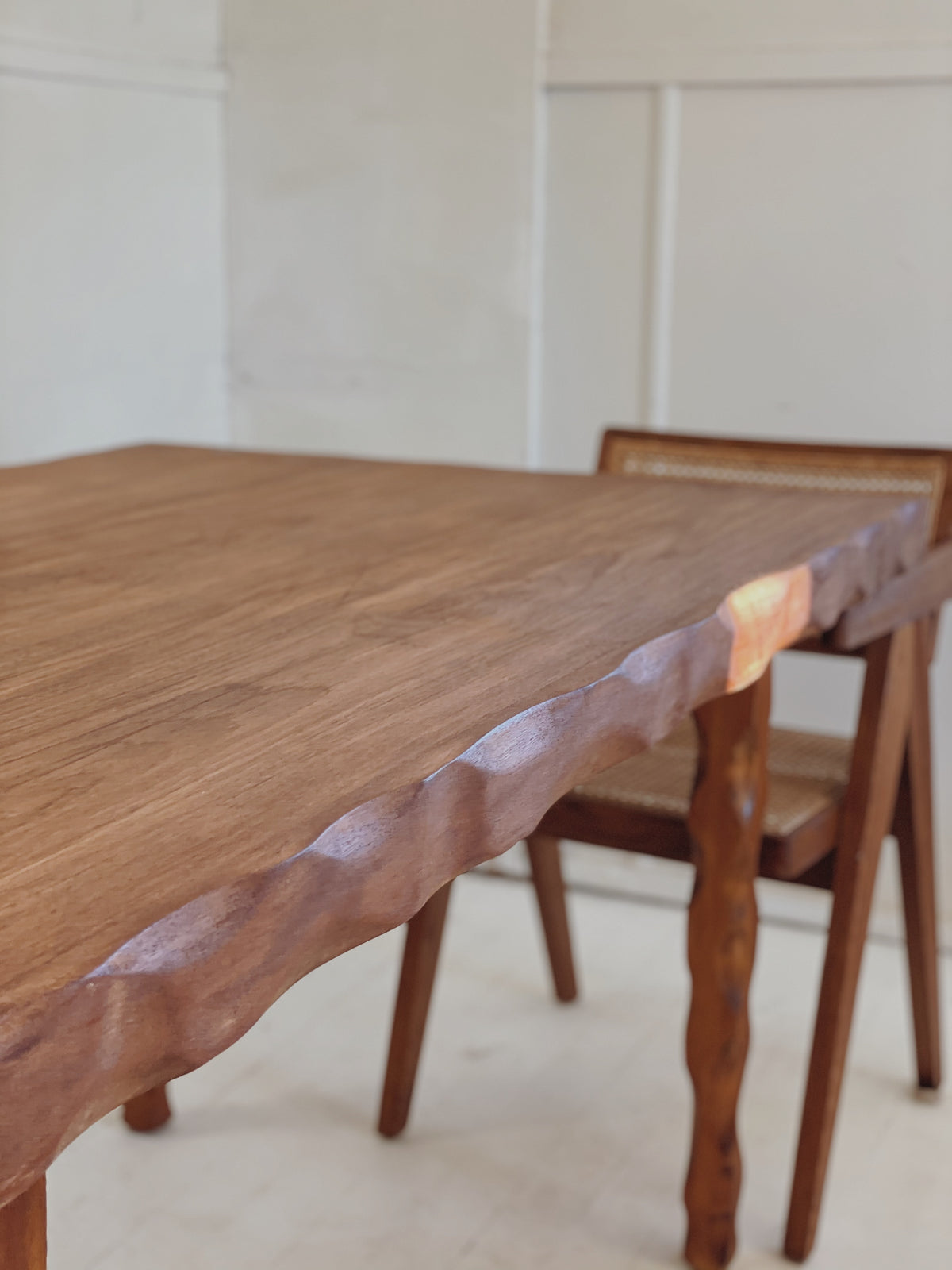 Primitive Wavy Carved Table