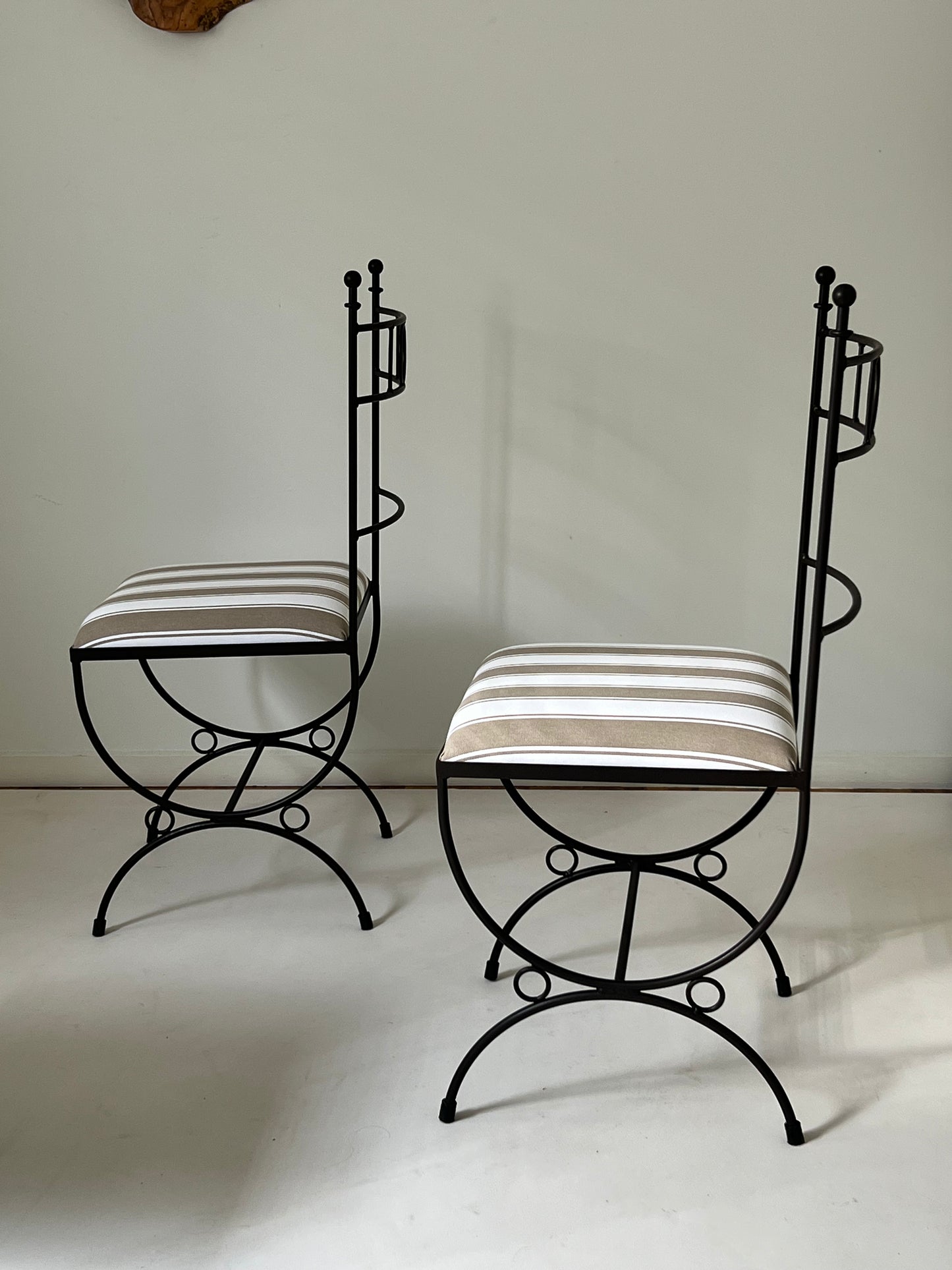 Six Refurbished Vintage French Iron Dining Chairs (Set)
