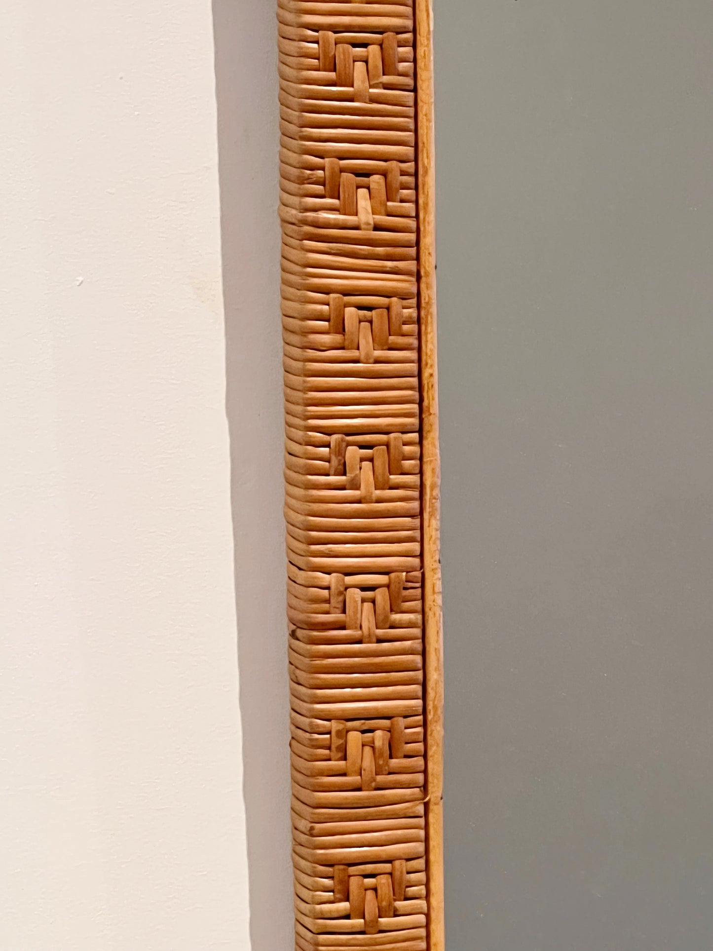 Cane & brass mirror