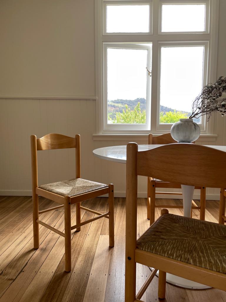 Vintage timber rush dining chairs