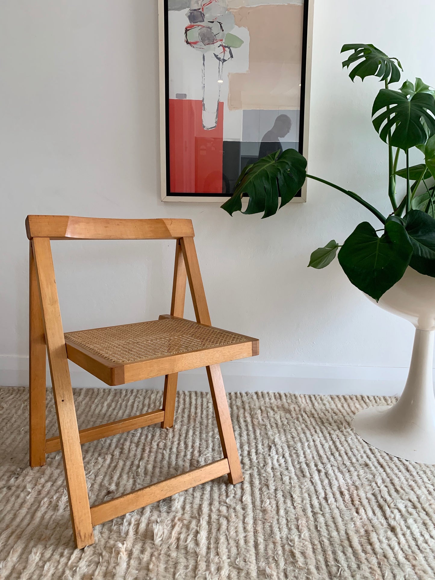 Original 1960’s Aldo Jacober and Pierangela d’Aniello “Trieste” Rattan Folding Chair