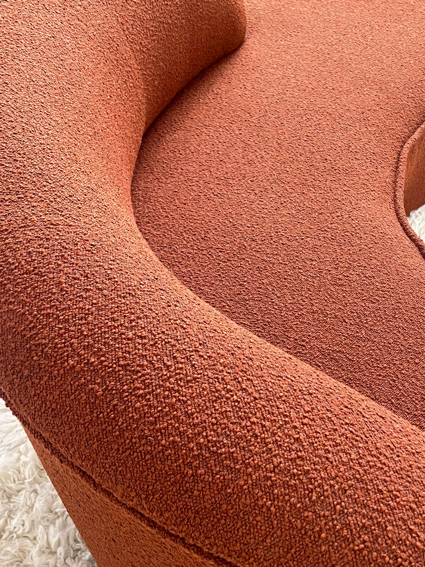 - Bespoke Rust Boucle Curved Sofa