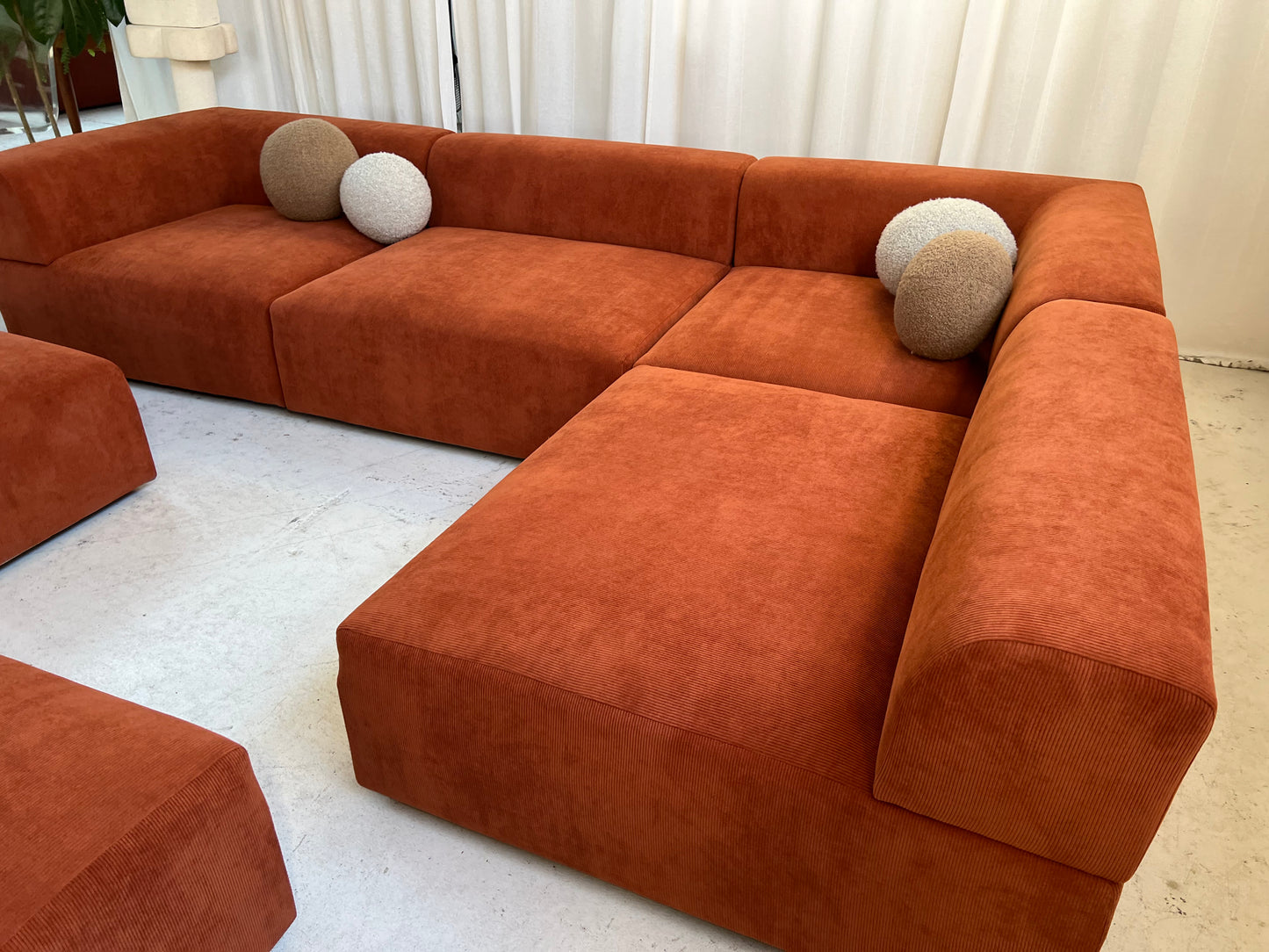 Bespoke Large Corduroy Modular Sofa Set