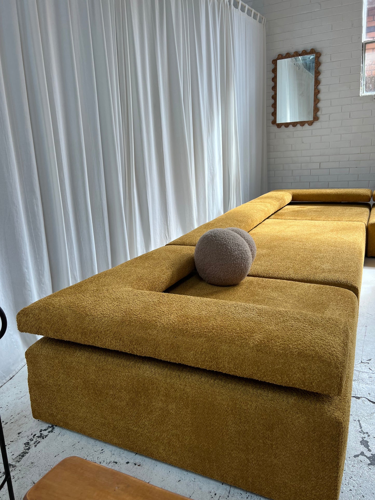 - Bespoke Large Mustard Bouclé Modular Sofa