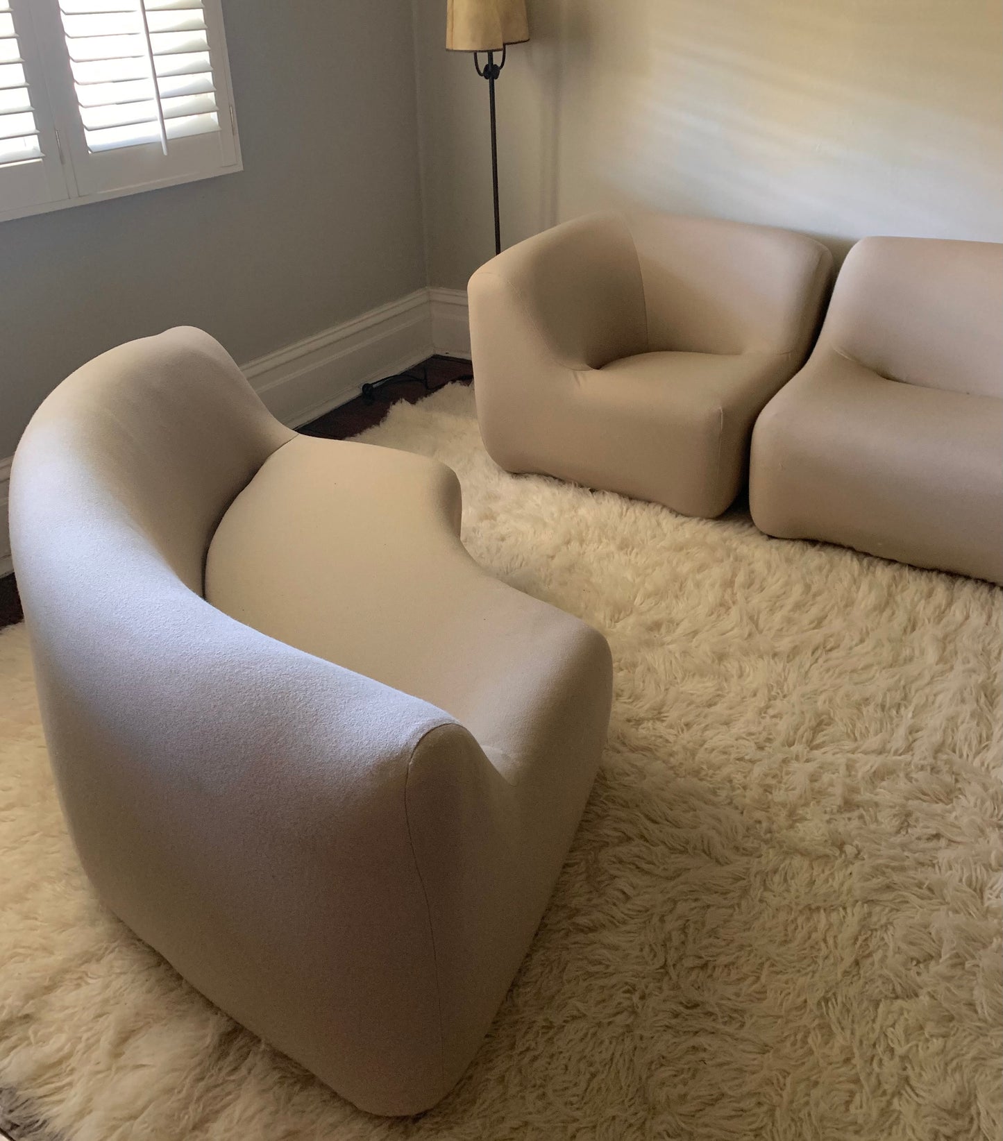 Featherston Numero VII Modular Sofa Reupholstered in Soft Wool