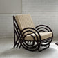 Vintage Dark Bamboo Armchair - Coffee Stripe