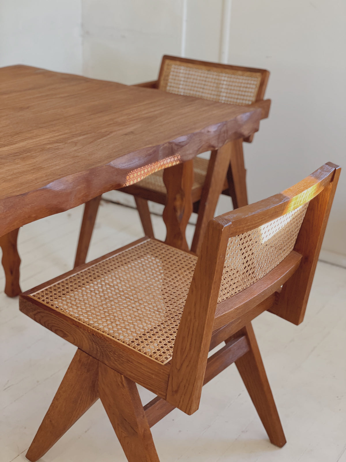 Primitive Wavy Carved Table