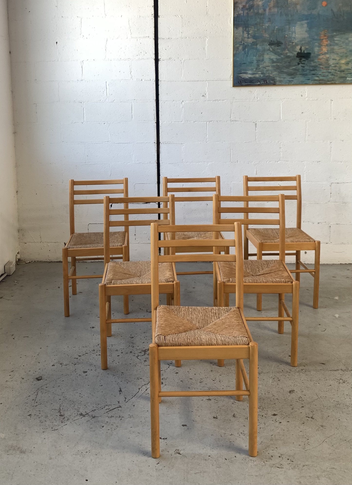 Set of Six Rush Dining Chairs