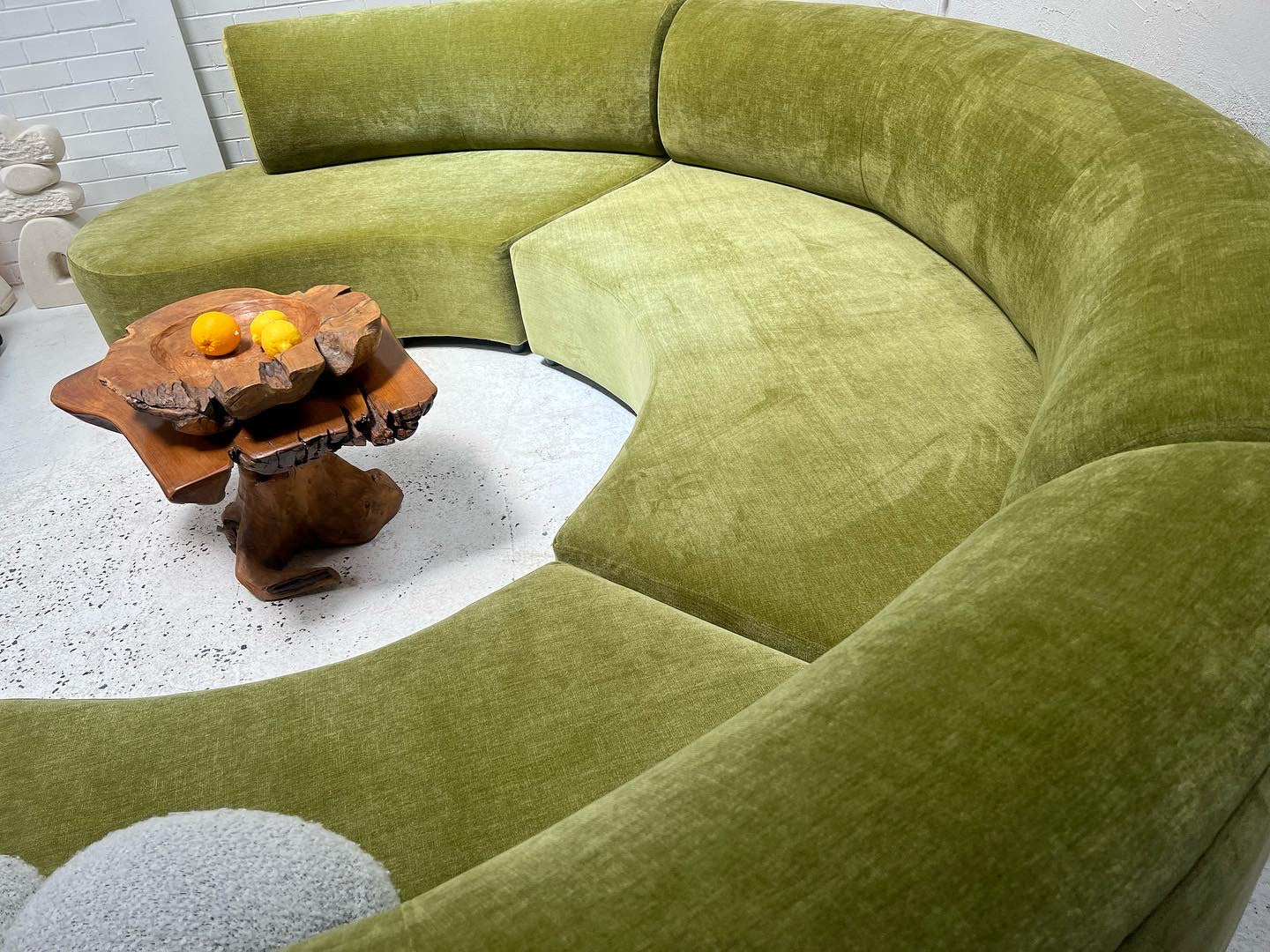 - Bespoke Olive Velvet Curved Modular Sofa