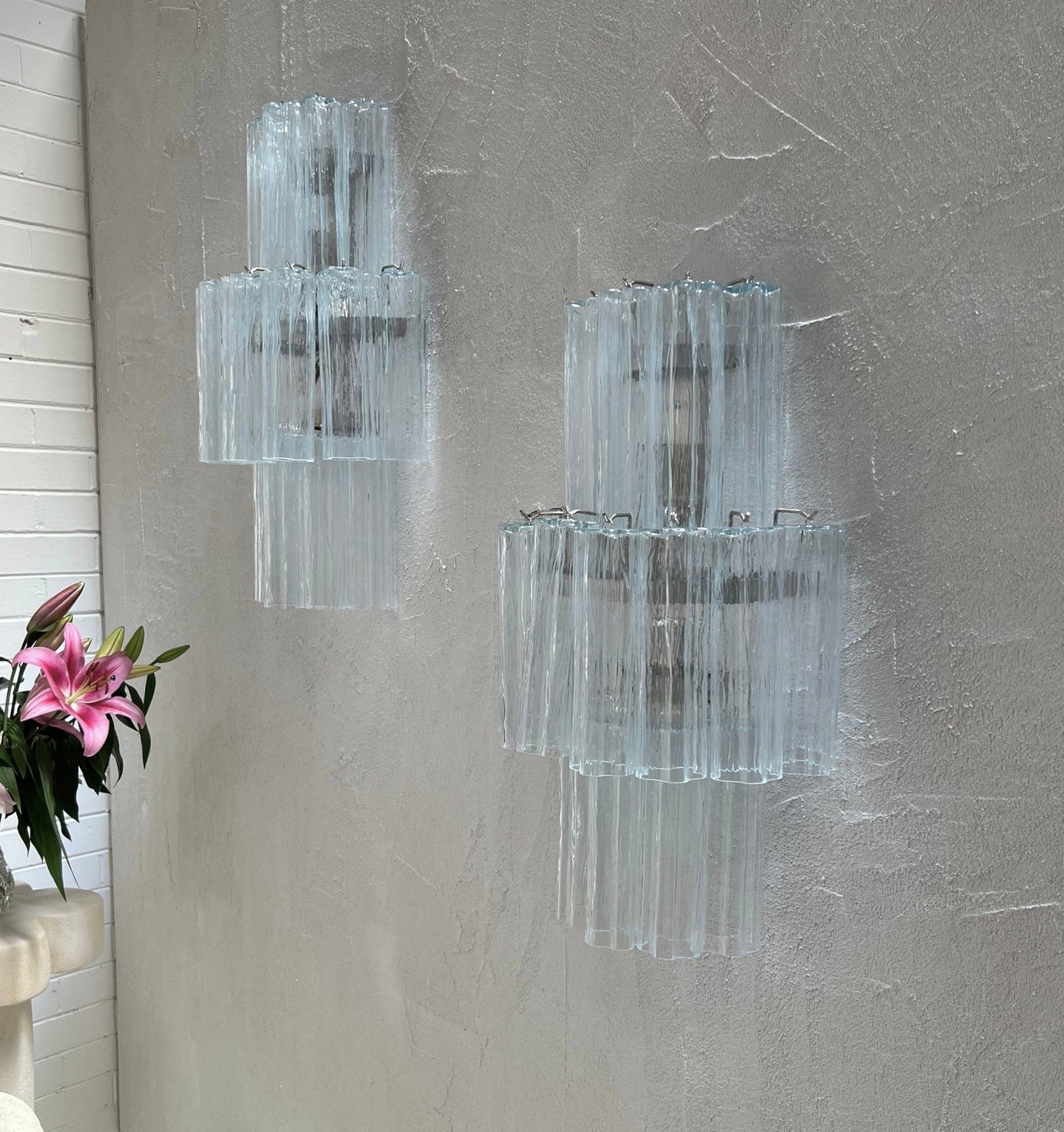 Murano Sconce - Venini TRONCHI CLEAR - One Available