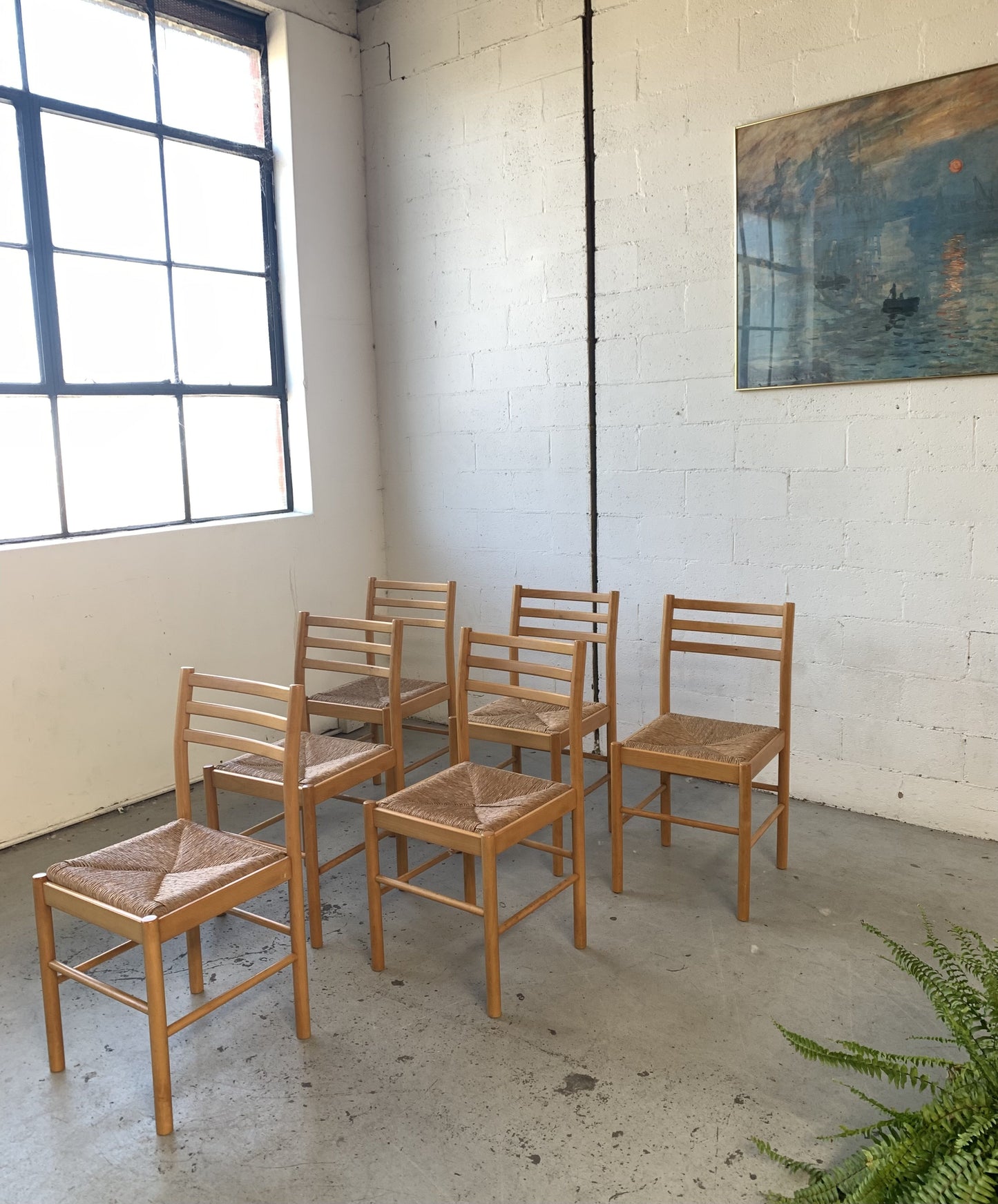 Set of Six Rush Dining Chairs