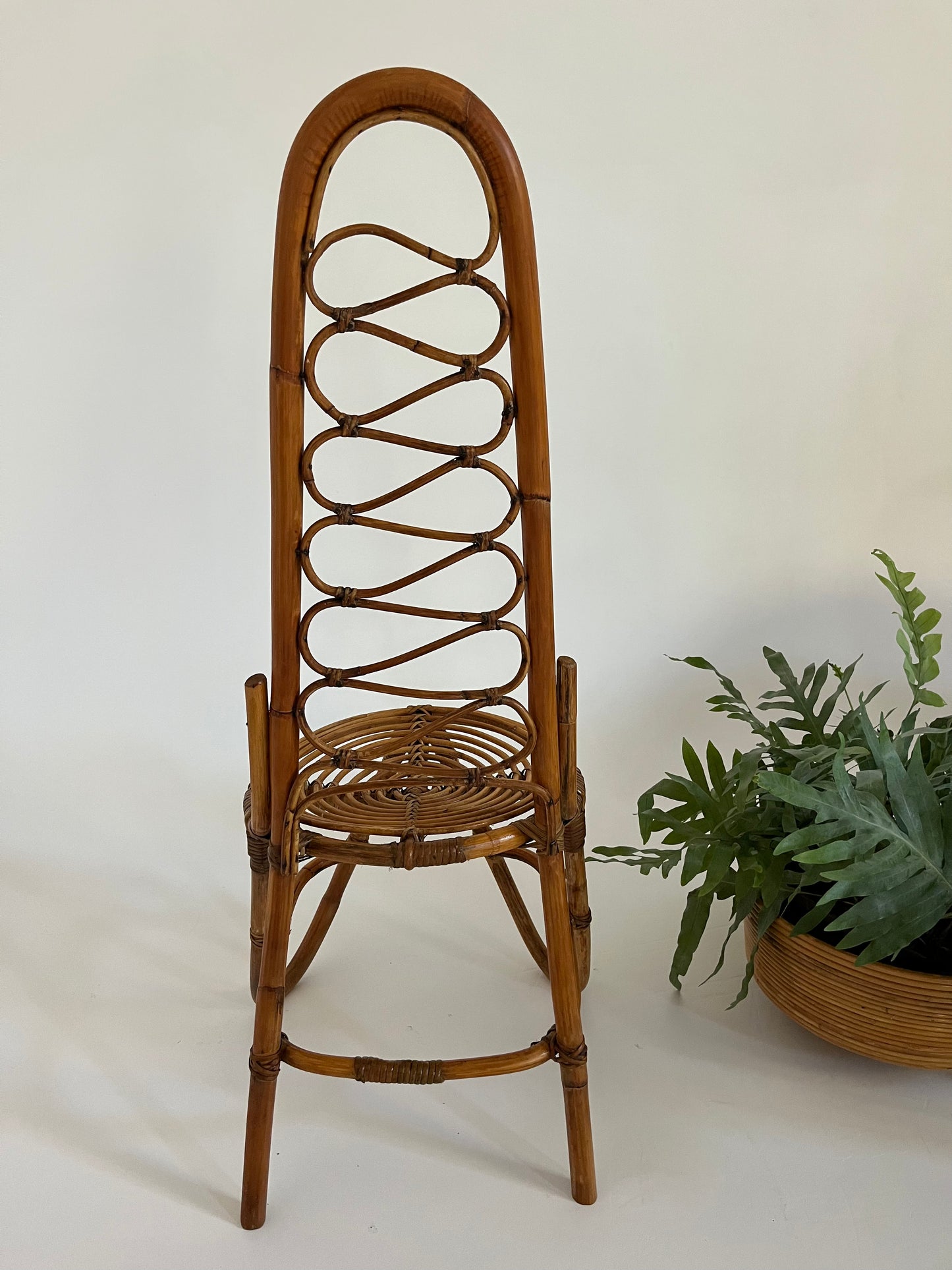- Vintage Italian Bamboo High Back Chair