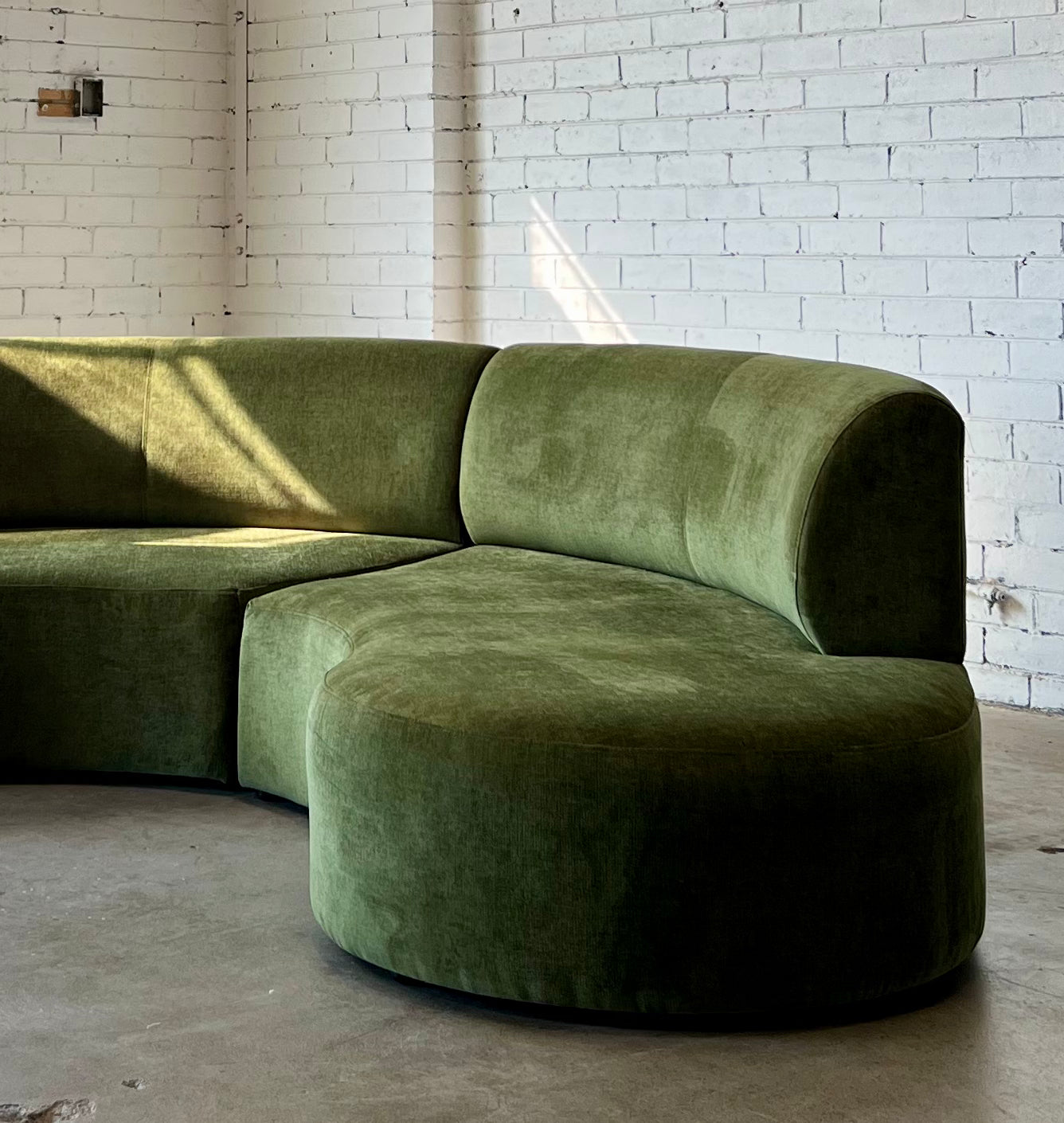 Bespoke Curved Sofa in Deep Botanical Green