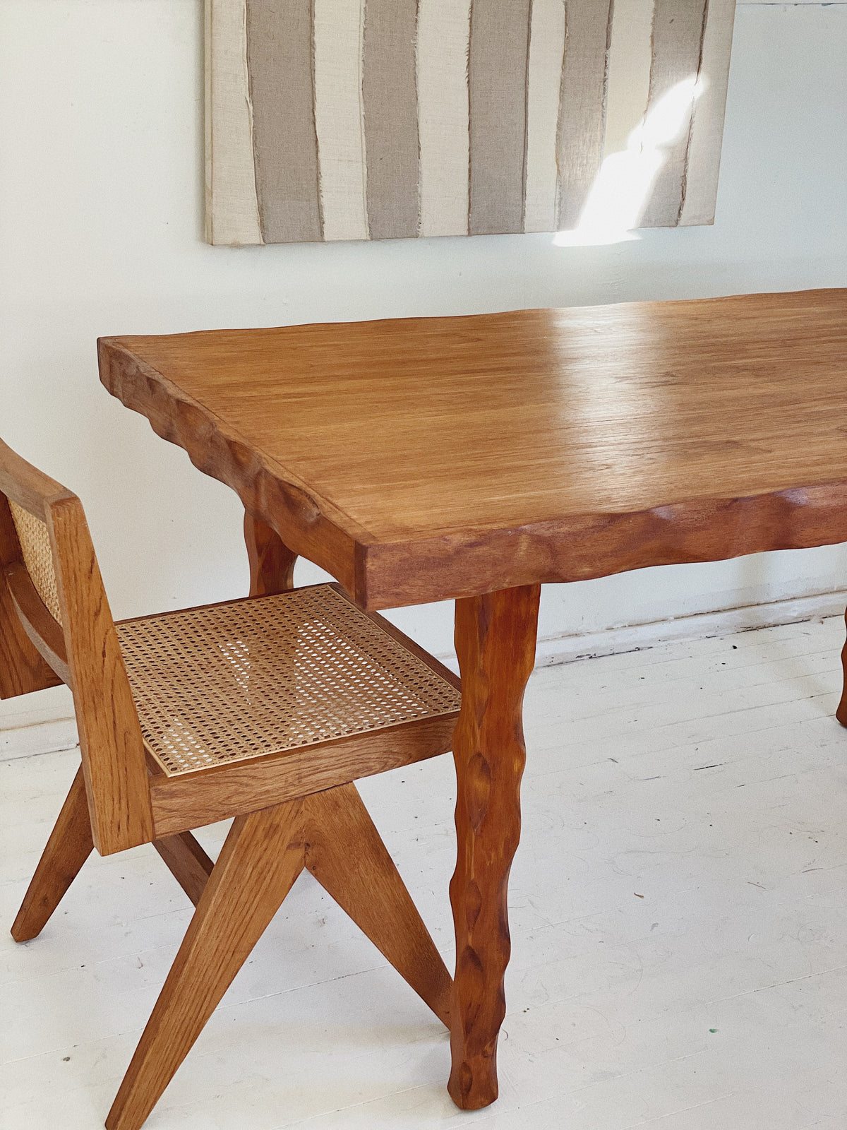 Primitive Wavy Carved Table