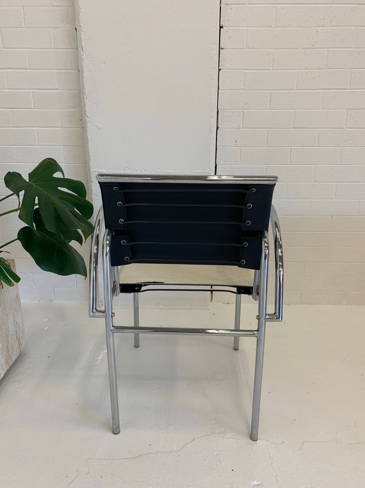 Tubular Chrome Chair with Cowhide Seat