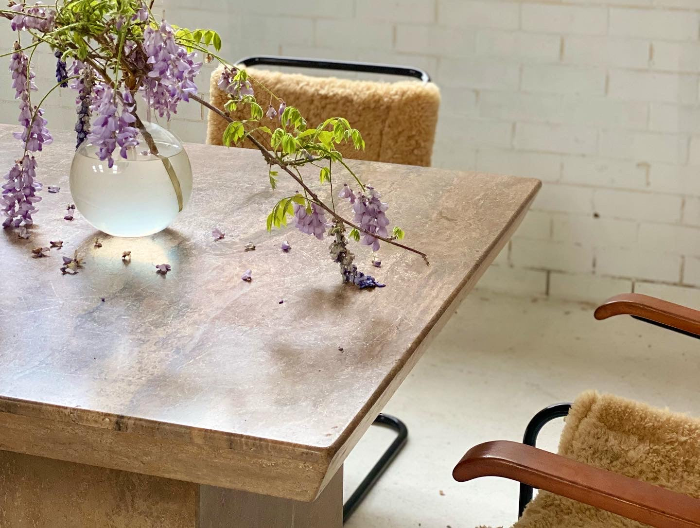 Brutalist Travertine Dining table
