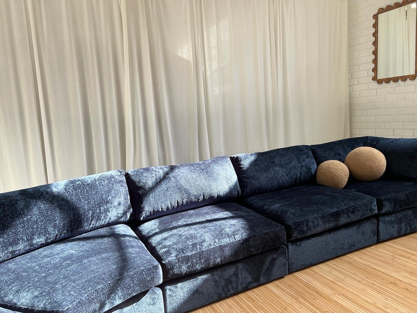 - Bespoke Curved Midnight Chenille Modular Sofa