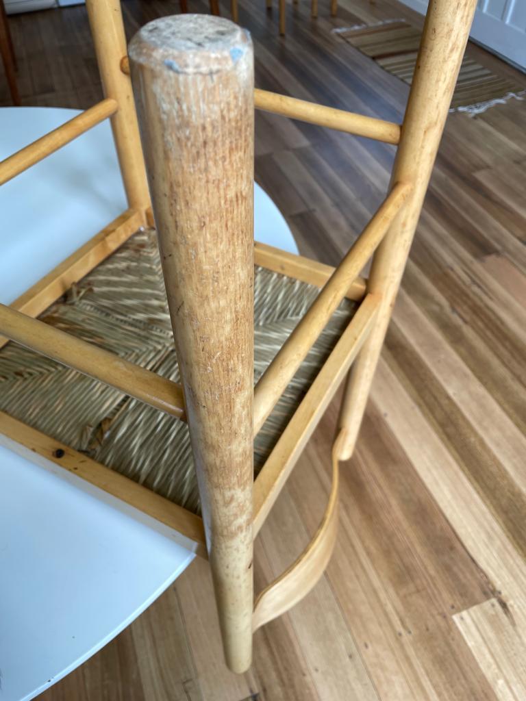 Vintage timber rush dining chairs