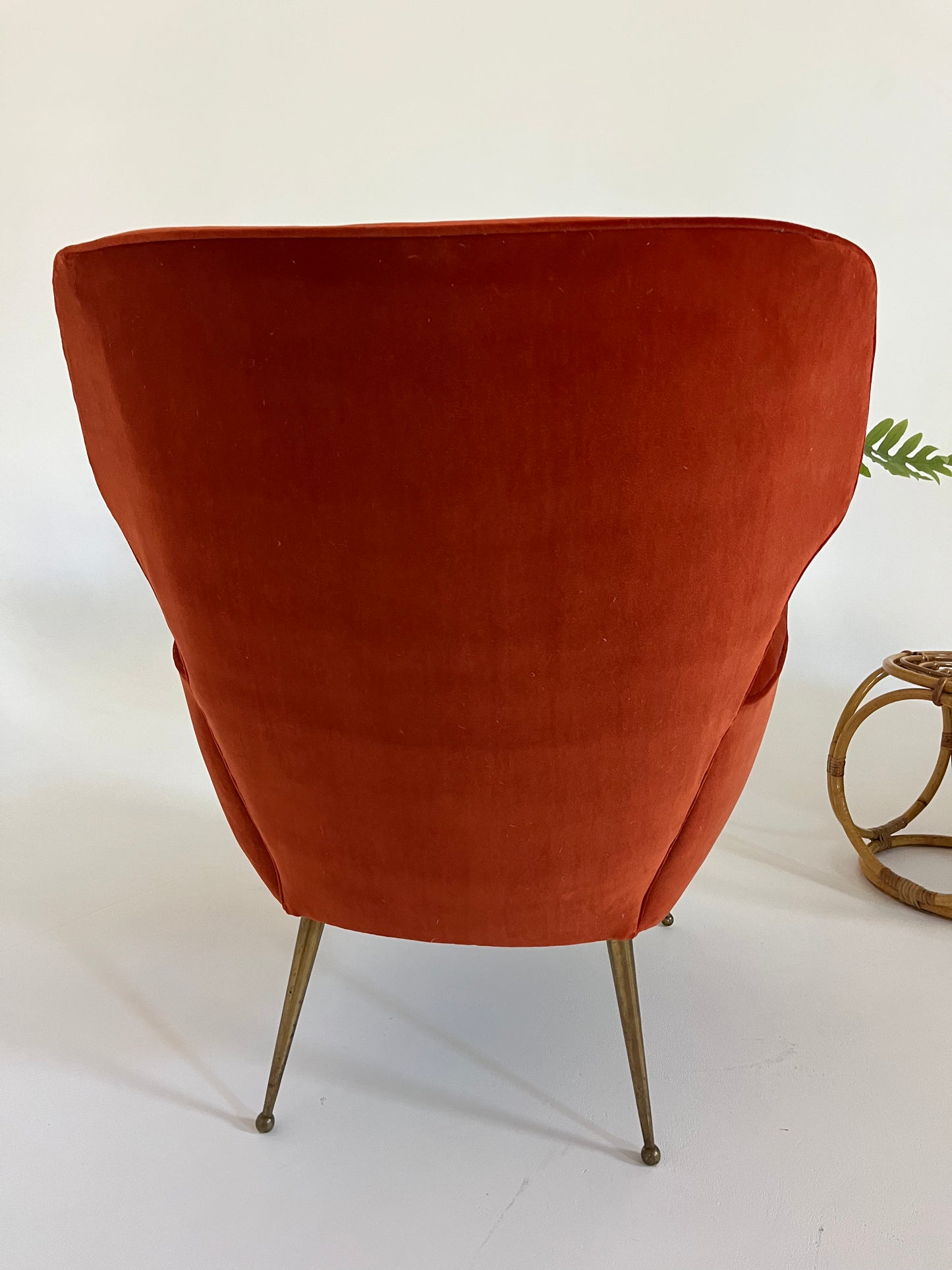 Vintage Italian Paprika Velvet Armchair