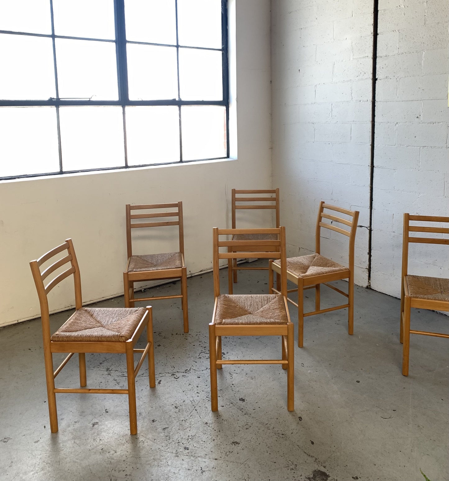 Set of Six Rush Dining Chairs