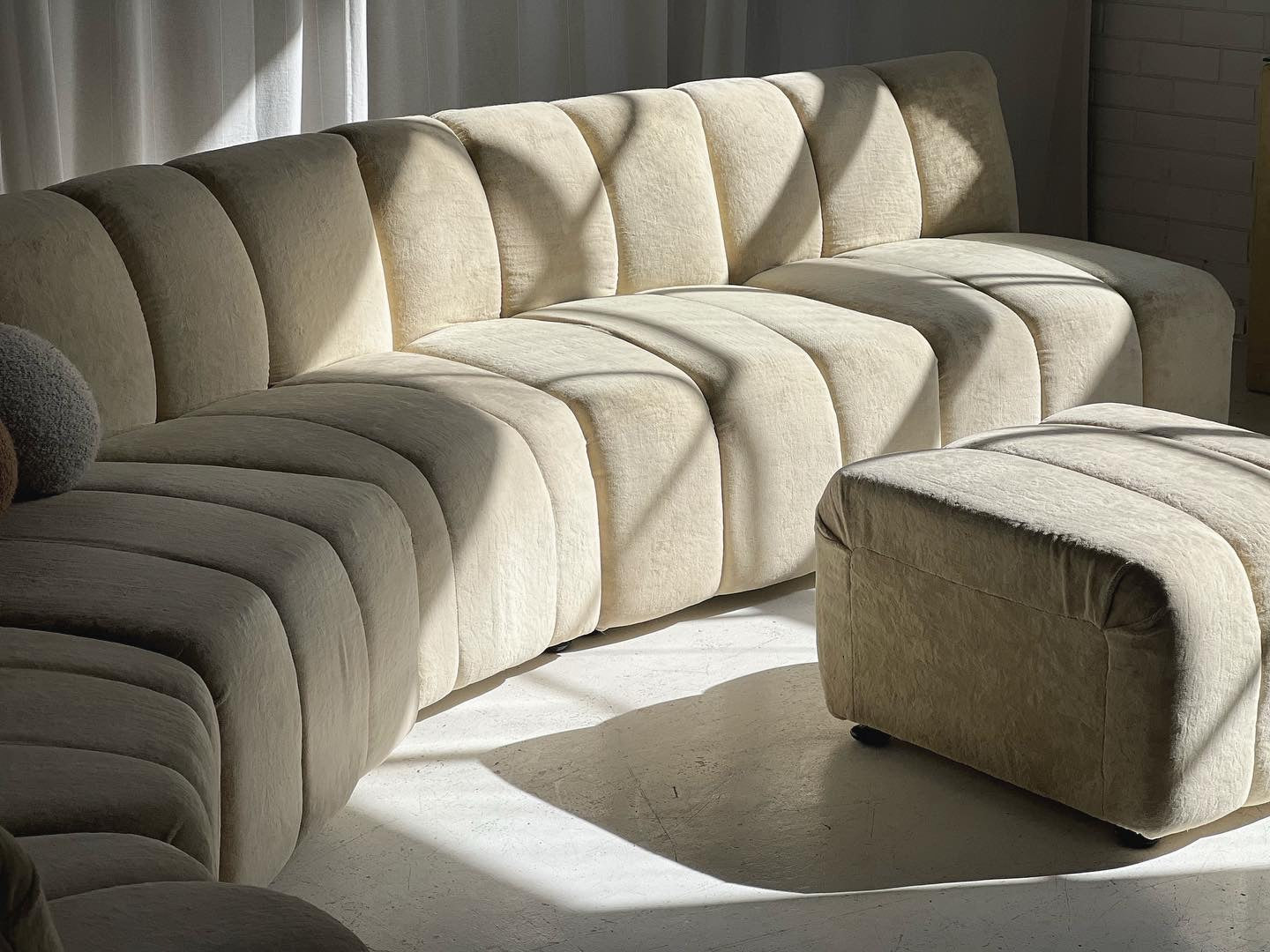 - Soft Cream Curved Modular Sofa Set